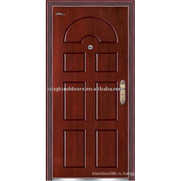 Высокое качество стали деревянные бронированную дверь (JKD-215) стальная дверь рама двери системы безопасности